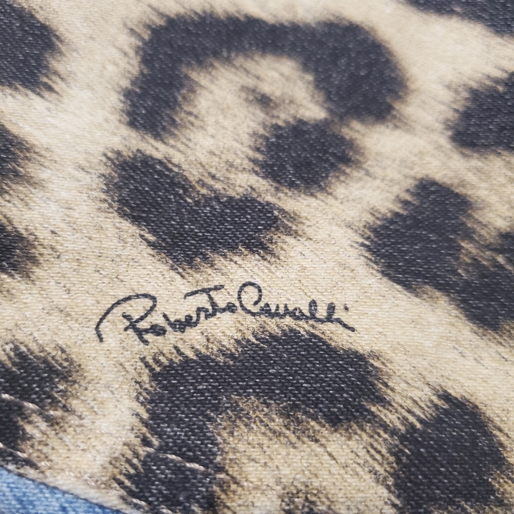 Roberto Cavalli Animal Print Leopard Tie Dye Crystal Chain Jeants Pants S - Picture 6 of 17